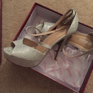 Silver shiny heels